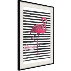 Arkiio Affisch Black Stripes and Flamingo [Poster] 40x60 Poster